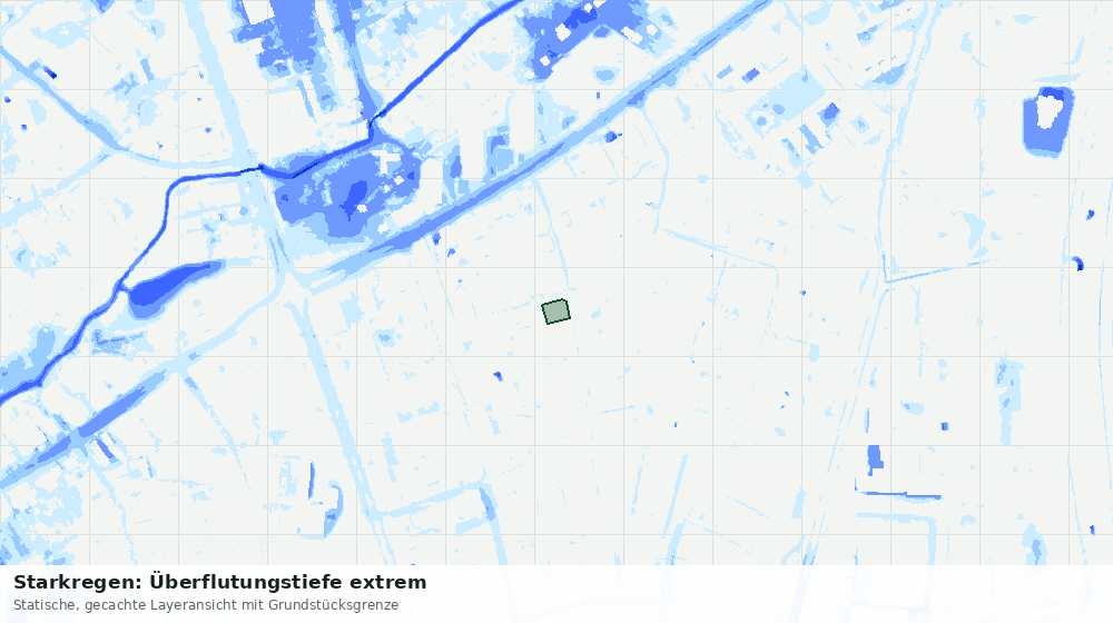 Statische Kartenansicht: Starkregen: Überflutungstiefe extrem