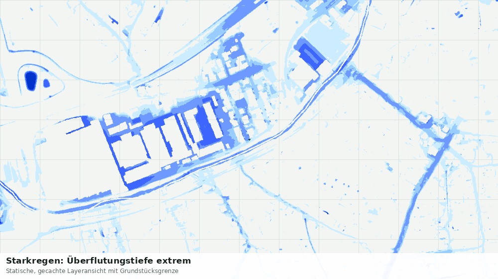 Statische Kartenansicht: Starkregen: Überflutungstiefe extrem