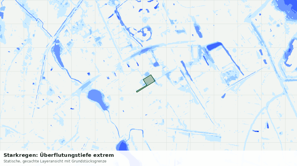 Statische Kartenansicht: Starkregen: Überflutungstiefe extrem