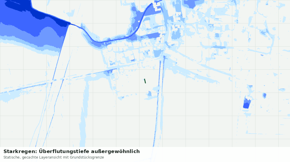Statische Kartenansicht: Starkregen: Überflutungstiefe außergewöhnlich
