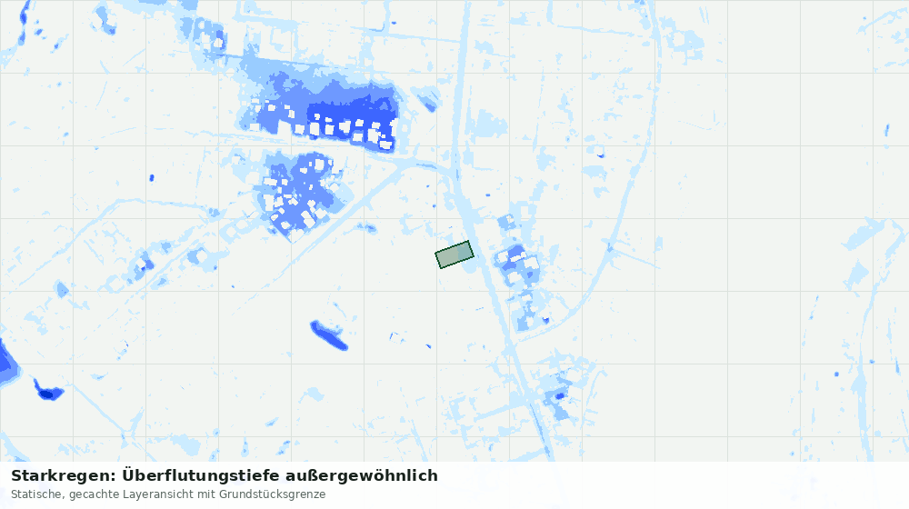 Statische Kartenansicht: Starkregen: Überflutungstiefe außergewöhnlich