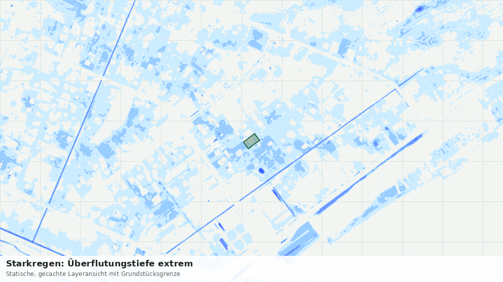 Statische Kartenansicht: Starkregen: Überflutungstiefe extrem