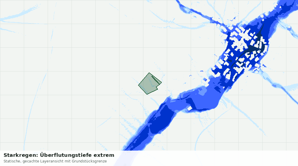 Statische Kartenansicht: Starkregen: Überflutungstiefe extrem