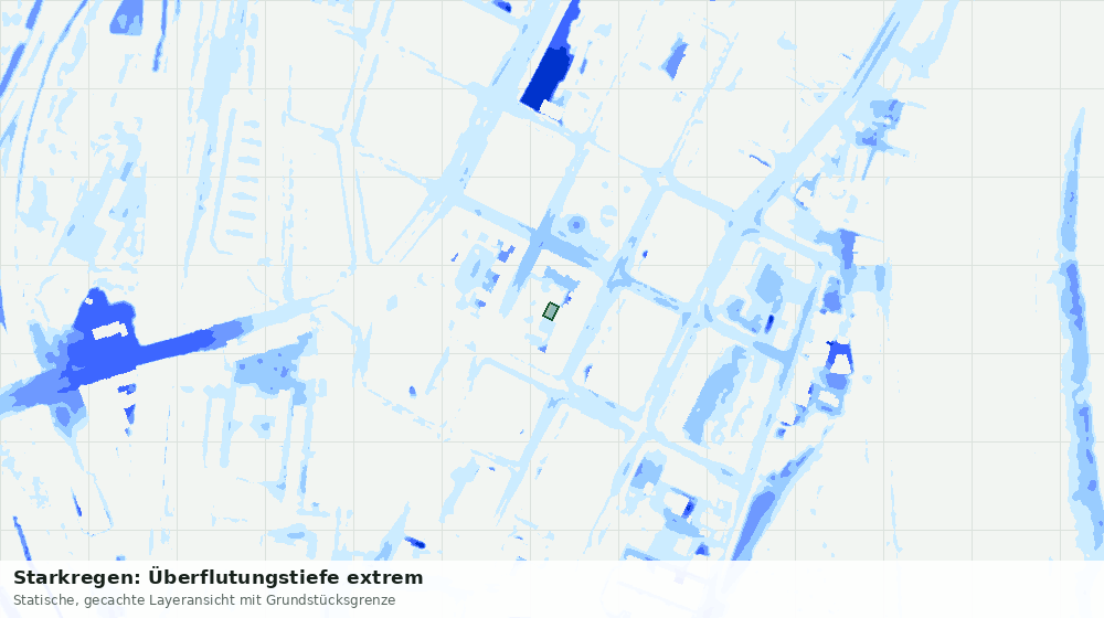 Statische Kartenansicht: Starkregen: Überflutungstiefe extrem