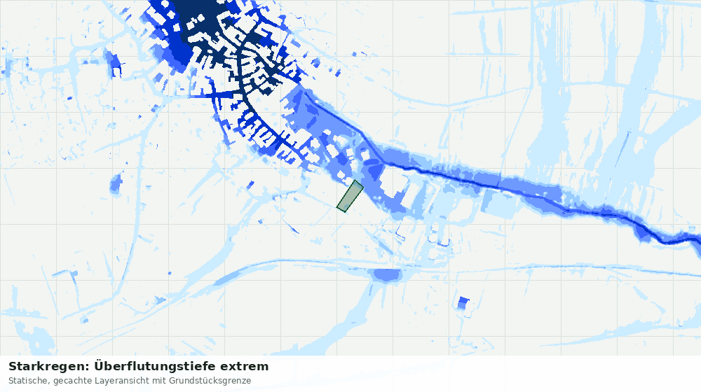 Statische Kartenansicht: Starkregen: Überflutungstiefe extrem
