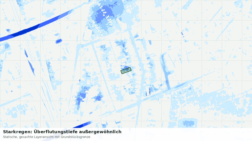 Statische Kartenansicht: Starkregen: Überflutungstiefe außergewöhnlich