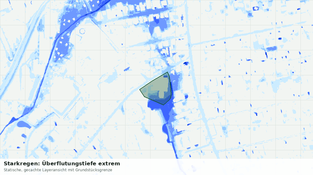 Statische Kartenansicht: Starkregen: Überflutungstiefe extrem