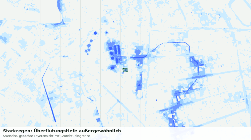 Statische Kartenansicht: Starkregen: Überflutungstiefe außergewöhnlich