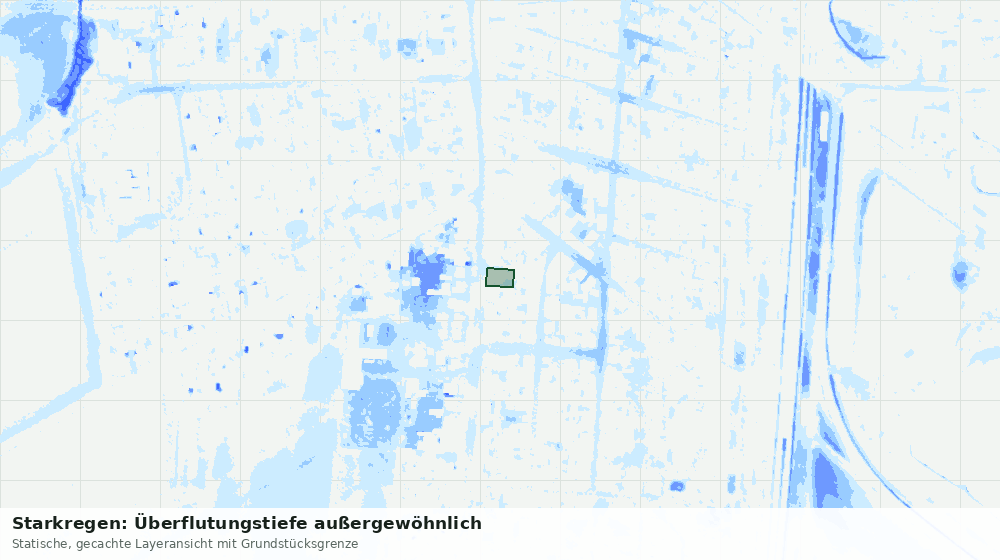 Statische Kartenansicht: Starkregen: Überflutungstiefe außergewöhnlich