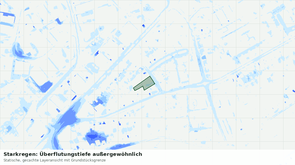 Statische Kartenansicht: Starkregen: Überflutungstiefe außergewöhnlich