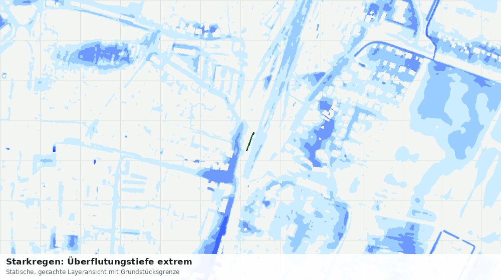 Statische Kartenansicht: Starkregen: Überflutungstiefe extrem