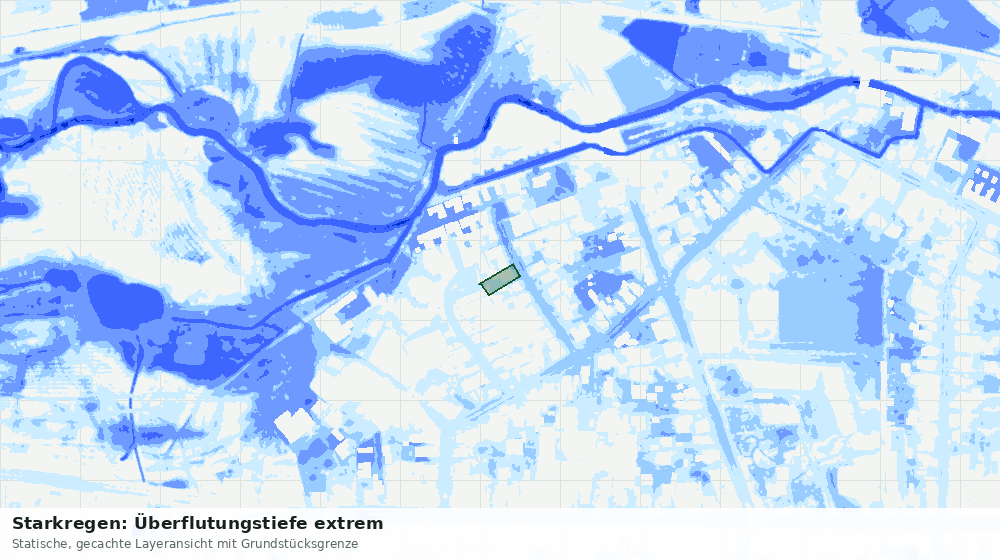 Statische Kartenansicht: Starkregen: Überflutungstiefe extrem