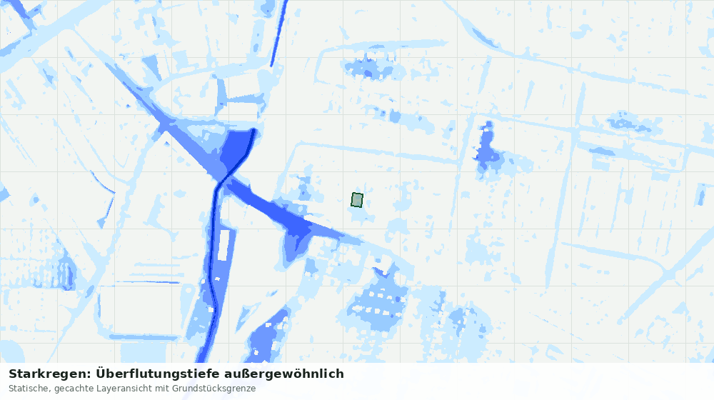 Statische Kartenansicht: Starkregen: Überflutungstiefe außergewöhnlich