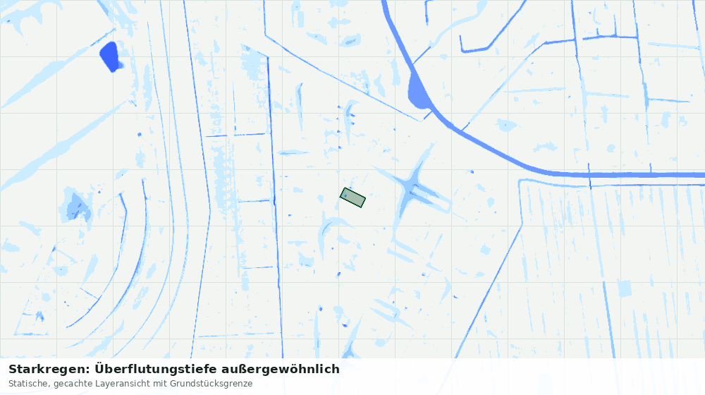Statische Kartenansicht: Starkregen: Überflutungstiefe außergewöhnlich