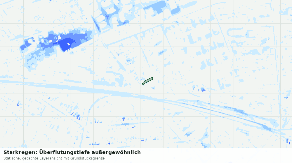 Statische Kartenansicht: Starkregen: Überflutungstiefe außergewöhnlich