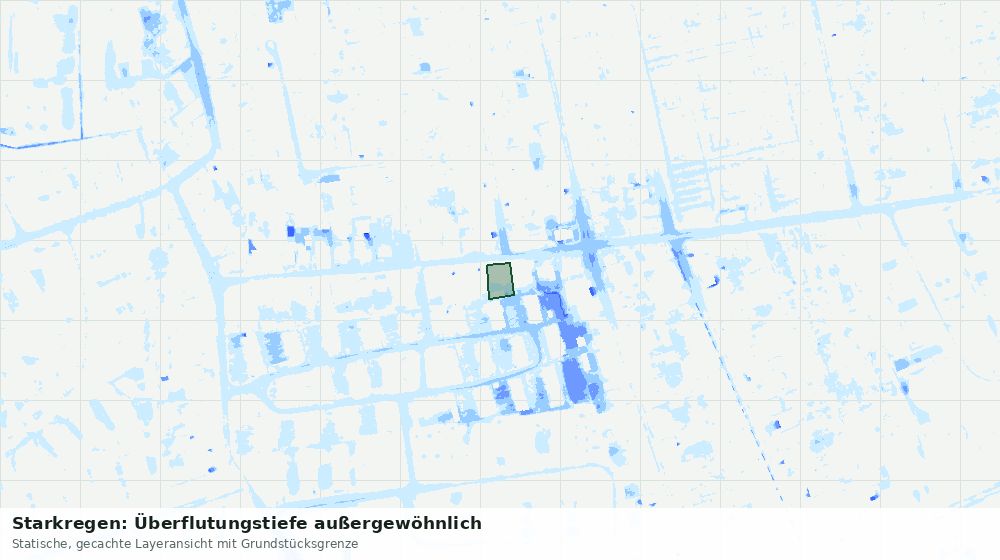 Statische Kartenansicht: Starkregen: Überflutungstiefe außergewöhnlich