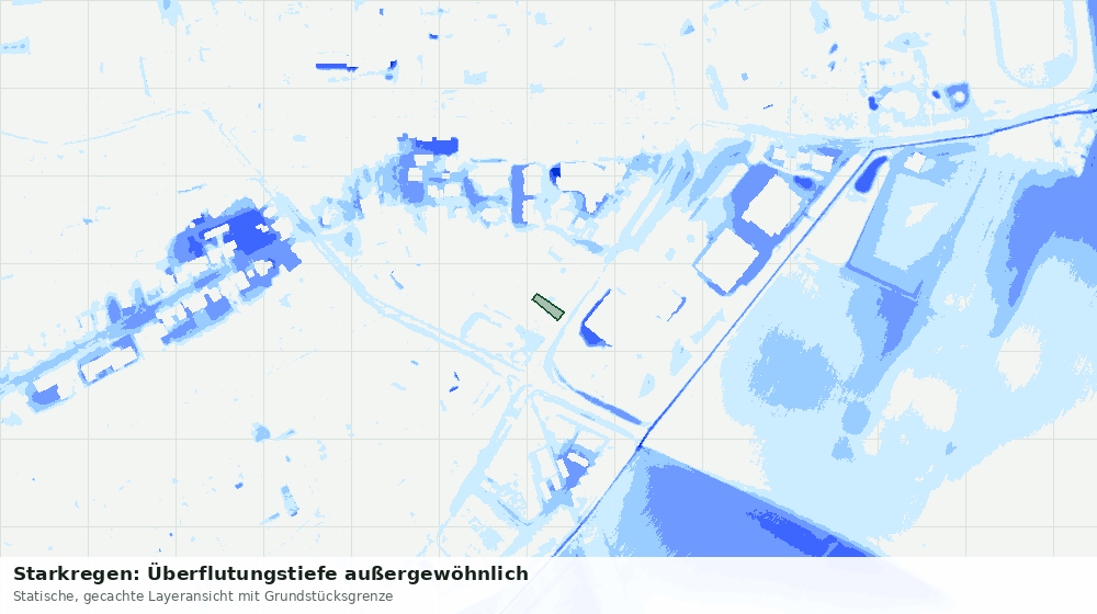 Statische Kartenansicht: Starkregen: Überflutungstiefe außergewöhnlich