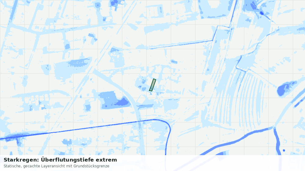 Statische Kartenansicht: Starkregen: Überflutungstiefe extrem