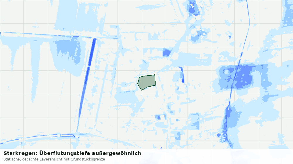 Statische Kartenansicht: Starkregen: Überflutungstiefe außergewöhnlich
