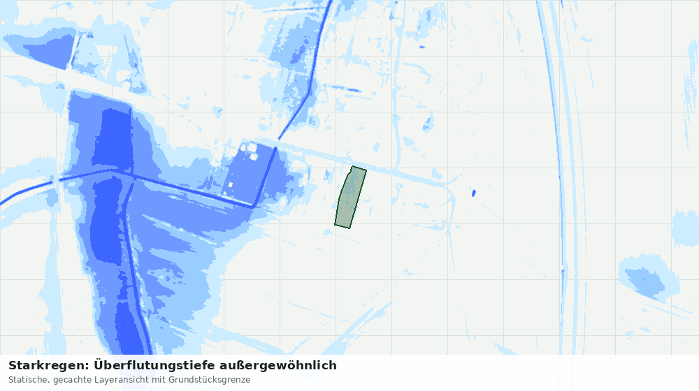 Statische Kartenansicht: Starkregen: Überflutungstiefe außergewöhnlich