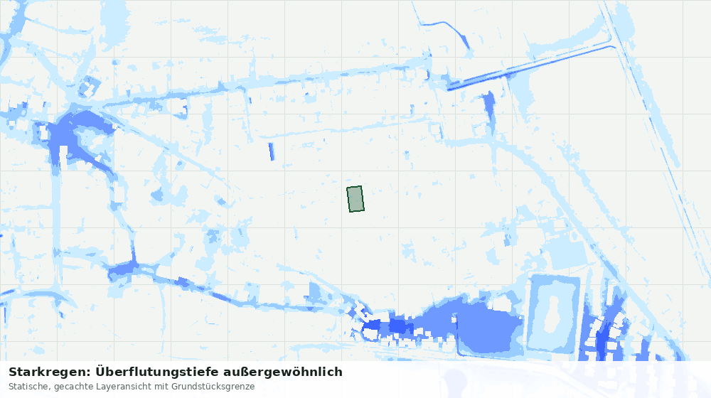 Statische Kartenansicht: Starkregen: Überflutungstiefe außergewöhnlich