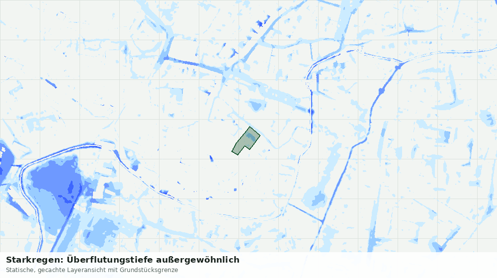 Statische Kartenansicht: Starkregen: Überflutungstiefe außergewöhnlich