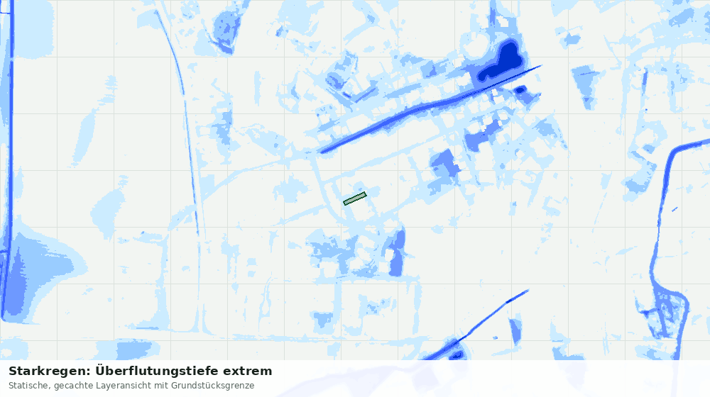 Statische Kartenansicht: Starkregen: Überflutungstiefe extrem