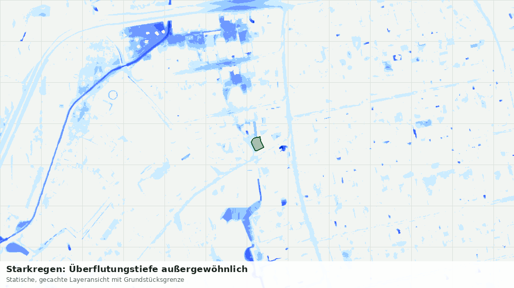 Statische Kartenansicht: Starkregen: Überflutungstiefe außergewöhnlich