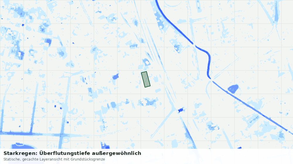 Statische Kartenansicht: Starkregen: Überflutungstiefe außergewöhnlich