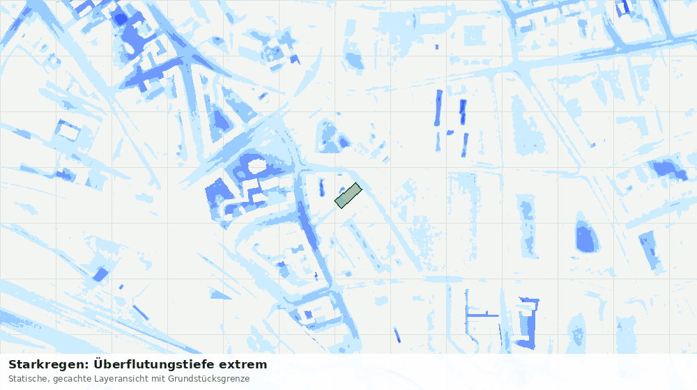 Statische Kartenansicht: Starkregen: Überflutungstiefe extrem