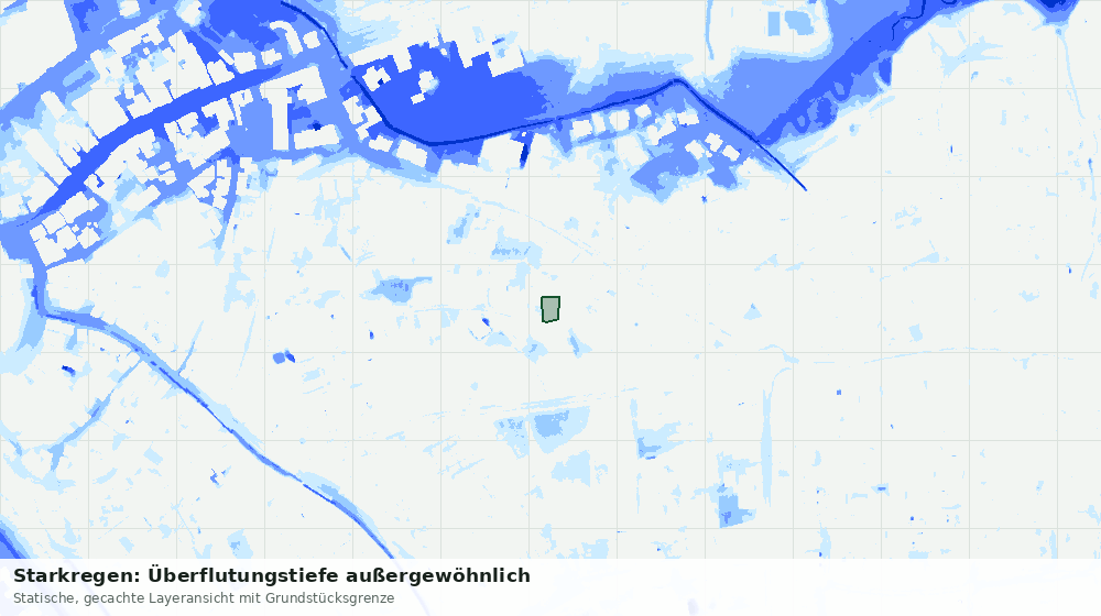 Statische Kartenansicht: Starkregen: Überflutungstiefe außergewöhnlich