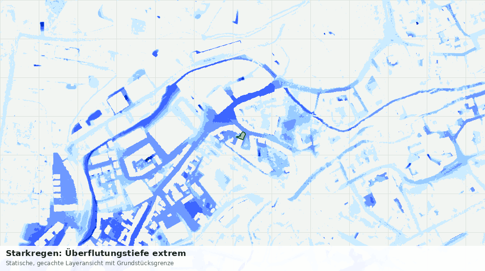 Statische Kartenansicht: Starkregen: Überflutungstiefe extrem