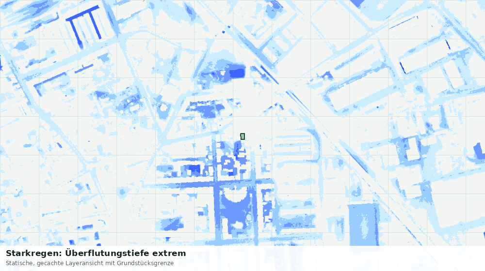 Statische Kartenansicht: Starkregen: Überflutungstiefe extrem
