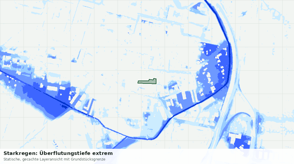 Statische Kartenansicht: Starkregen: Überflutungstiefe extrem