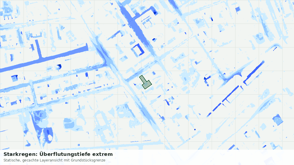 Statische Kartenansicht: Starkregen: Überflutungstiefe extrem