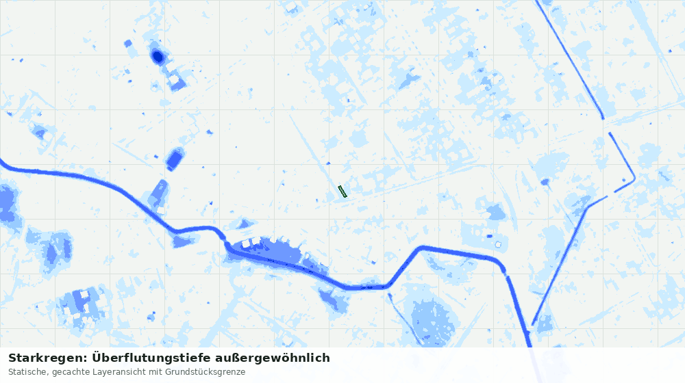 Statische Kartenansicht: Starkregen: Überflutungstiefe außergewöhnlich