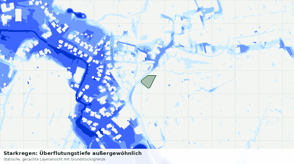Statische Kartenansicht: Starkregen: Überflutungstiefe außergewöhnlich