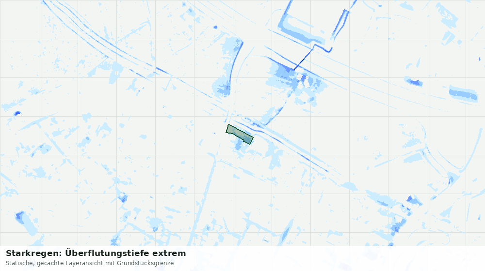 Statische Kartenansicht: Starkregen: Überflutungstiefe extrem