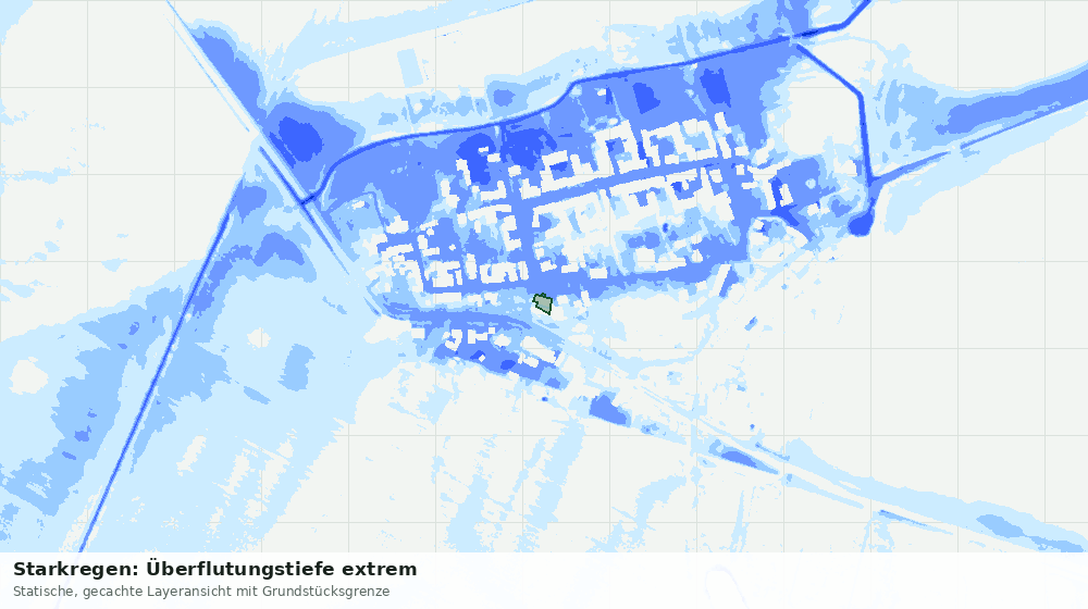 Statische Kartenansicht: Starkregen: Überflutungstiefe extrem