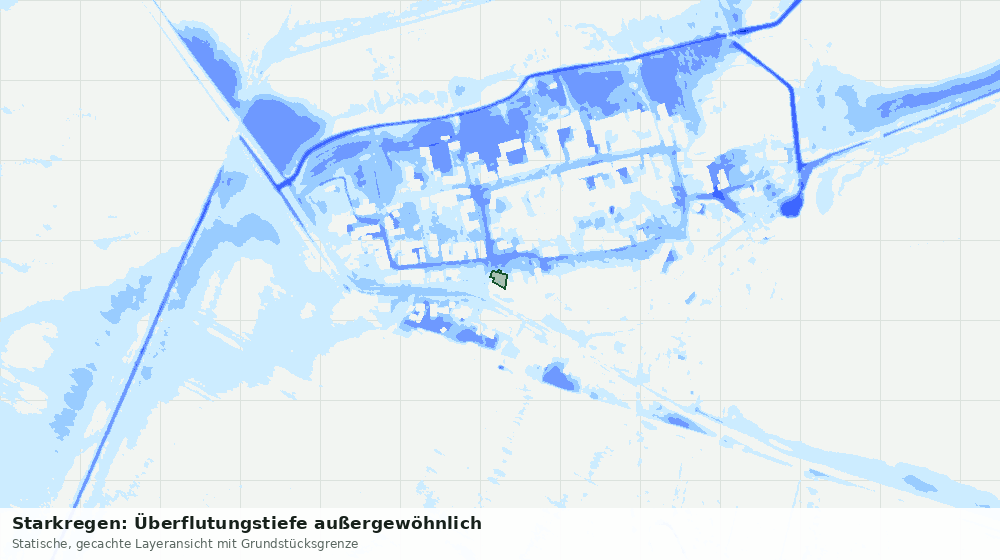 Statische Kartenansicht: Starkregen: Überflutungstiefe außergewöhnlich