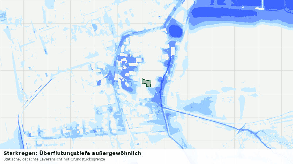 Statische Kartenansicht: Starkregen: Überflutungstiefe außergewöhnlich