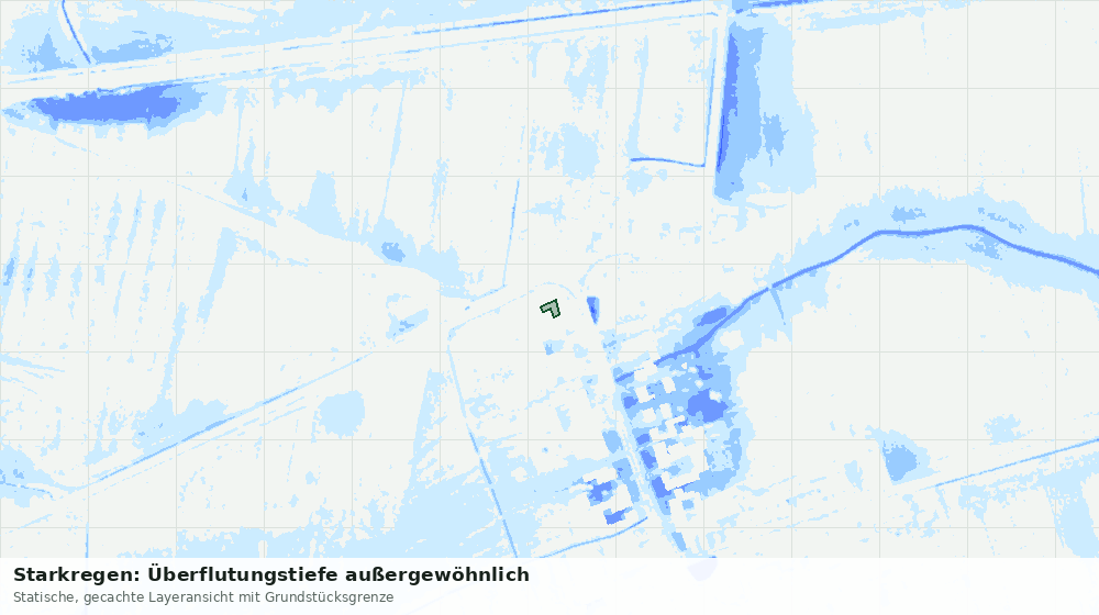 Statische Kartenansicht: Starkregen: Überflutungstiefe außergewöhnlich