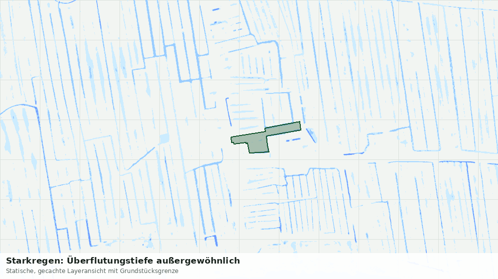 Statische Kartenansicht: Starkregen: Überflutungstiefe außergewöhnlich