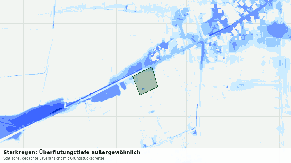 Statische Kartenansicht: Starkregen: Überflutungstiefe außergewöhnlich