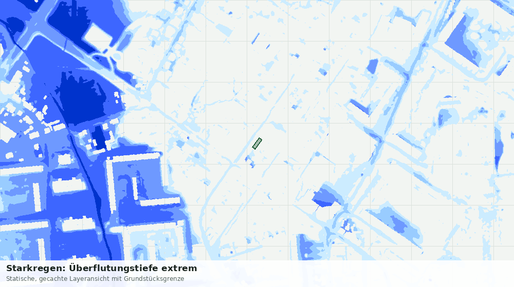 Statische Kartenansicht: Starkregen: Überflutungstiefe extrem