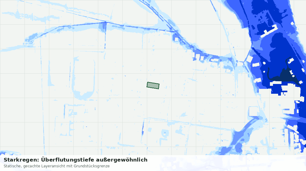 Statische Kartenansicht: Starkregen: Überflutungstiefe außergewöhnlich