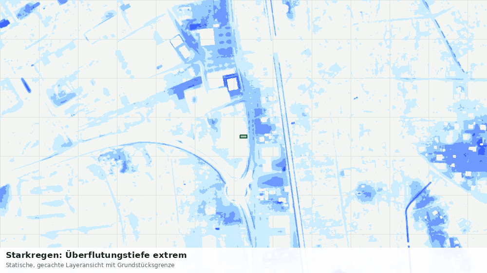 Statische Kartenansicht: Starkregen: Überflutungstiefe extrem