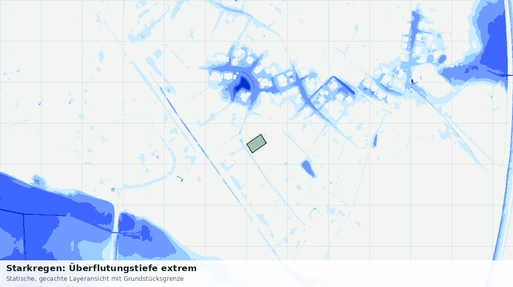 Statische Kartenansicht: Starkregen: Überflutungstiefe extrem