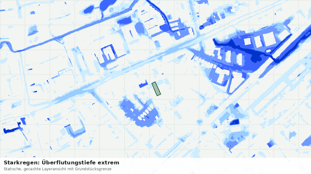 Statische Kartenansicht: Starkregen: Überflutungstiefe extrem