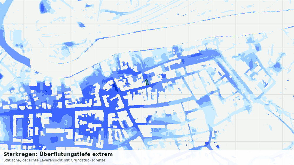 Statische Kartenansicht: Starkregen: Überflutungstiefe extrem